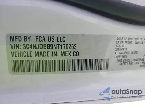 2022 Jeep Compass Latitude 4X4 из США, поврежденный, VIN 3C4NJDBB9NT170263